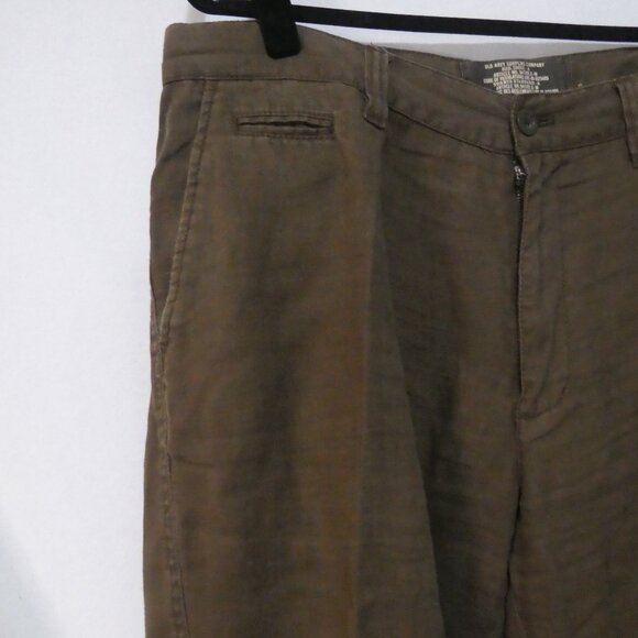 Y2K | OLD NAVY - Surplus Co | 36 X 30 | Classic Brown Linen Straight Leg Pants - Picture 3 of 16